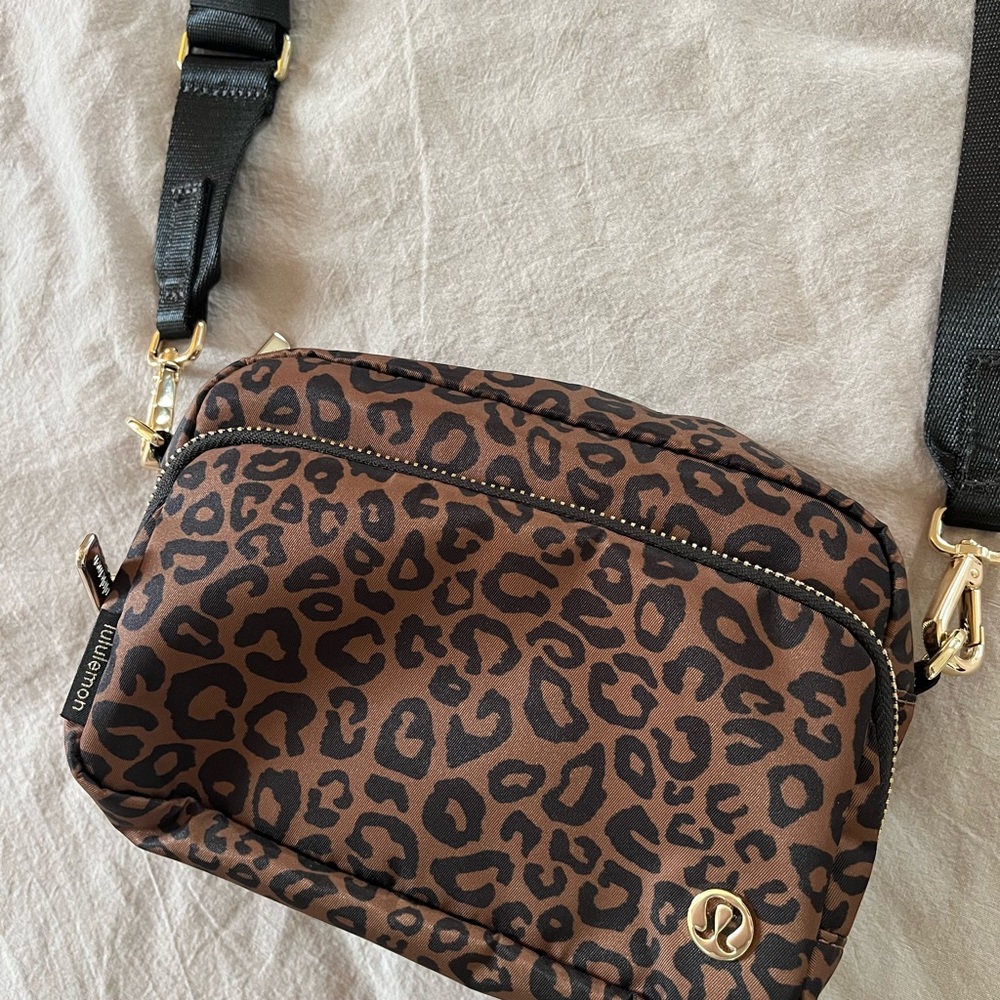lululemon athletica Black and Brown Leopard Crossbody Bag